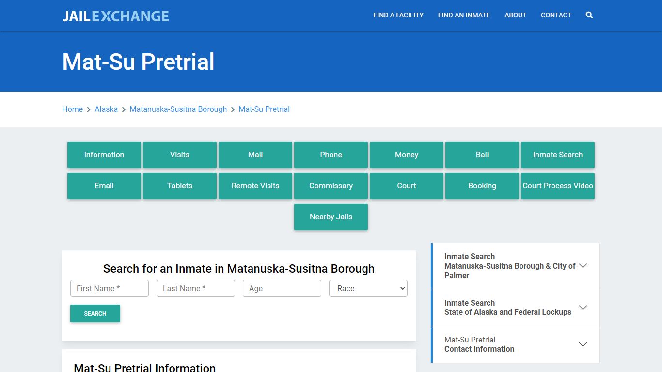 Mat-Su Pretrial Roster Lookup, AK, Inmate Search - Jail Exchange