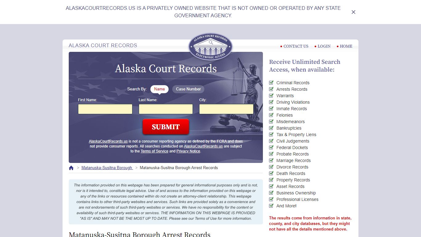 Matanuska-Susitna Borough Arrest Records | AlaskaCourtRecords.us