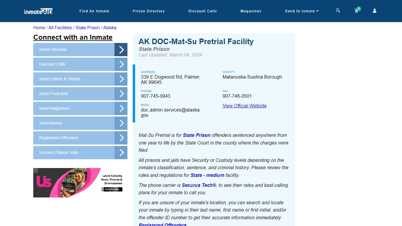 AK DOC-Mat-Su Pretrial Facility - InmateAid